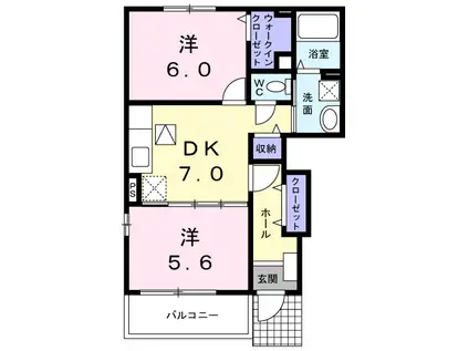 リヴァーサイド意宇VI(2DK/1階)の間取り写真