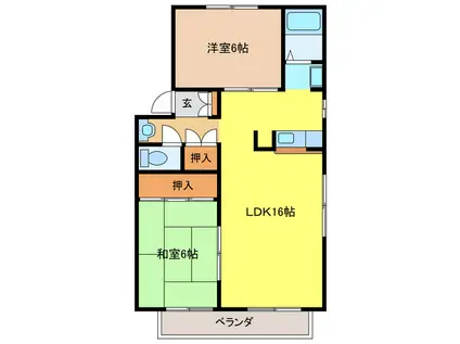 カーサクオーレ(2LDK/1階)の間取り写真