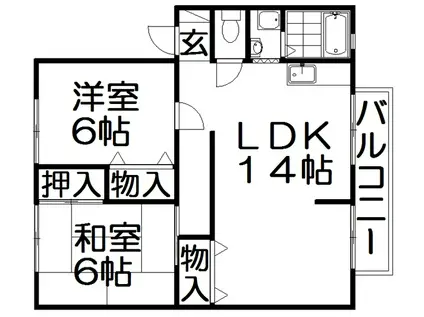 ファミール中(2LDK/2階)の間取り写真