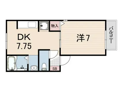 セジュール楠谷(1DK/2階)の間取り写真