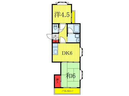 エステート野口(2DK/4階)の間取り写真