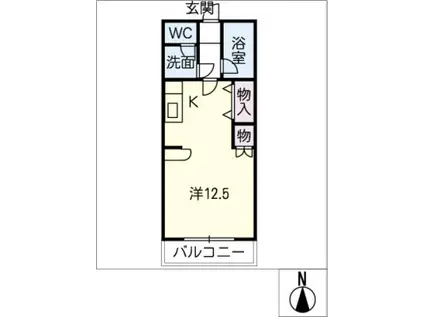風のささやき(ワンルーム/1階)の間取り写真