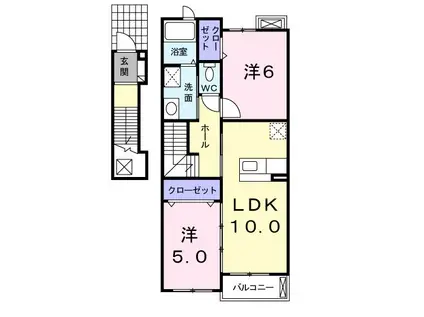 サンリットヴィラ IV(2LDK/2階)の間取り写真