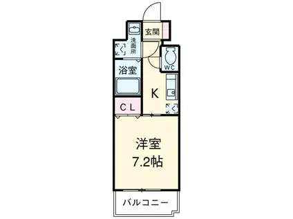 びいⅥ植田(1K/7階)の間取り写真