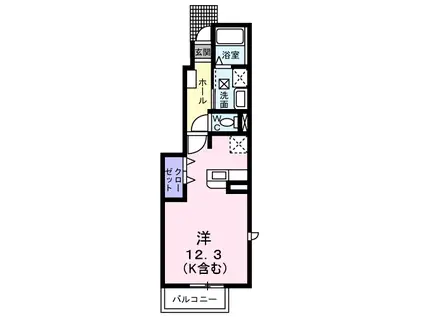 リーデンベルクC(ワンルーム/1階)の間取り写真