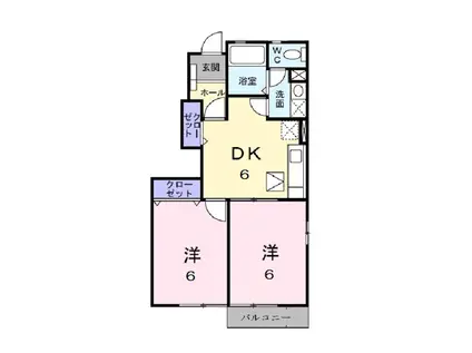 グリーン ゲイブルズ IV番館(2DK/1階)の間取り写真