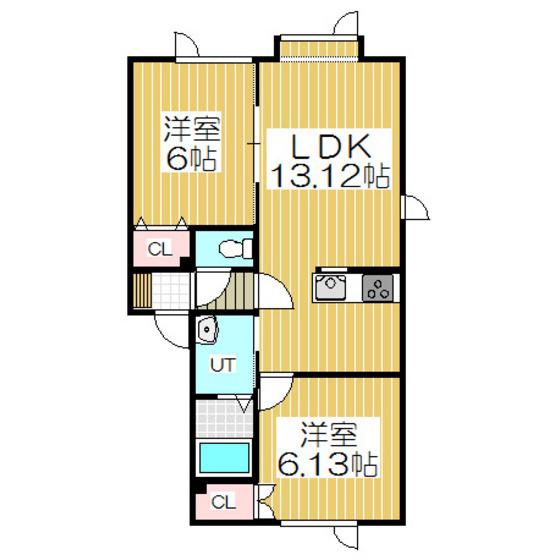 ベルシーヌ祝津(2LDK/1階)の間取り写真