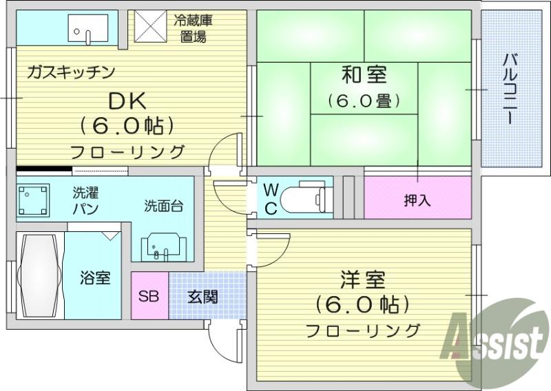 ログパルクC(2DK/2階)の間取り写真