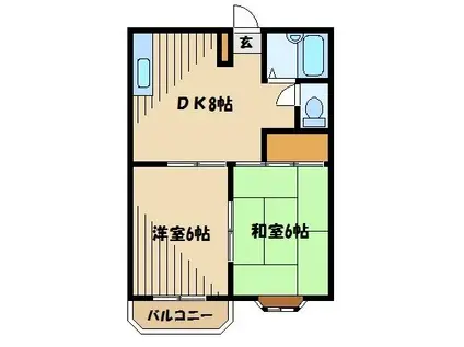 桜ハイツ(2DK/1階)の間取り写真