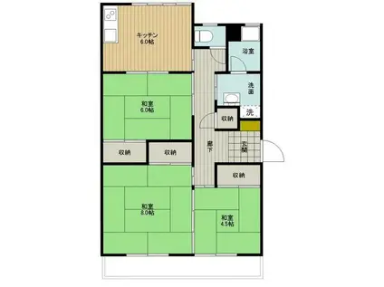 コーポラス田園I(3DK/1階)の間取り写真