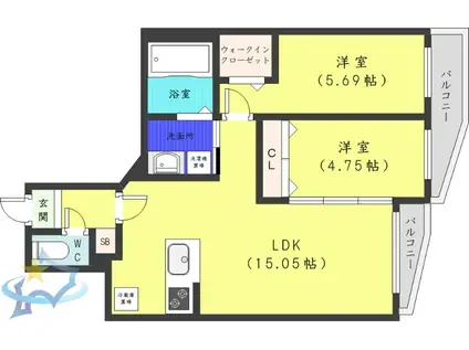 DIORE RESIDENCE SAPPORO(2LDK/4階)の間取り写真