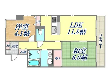 ジオレミヨ甲子園口(2LDK/2階)の間取り写真