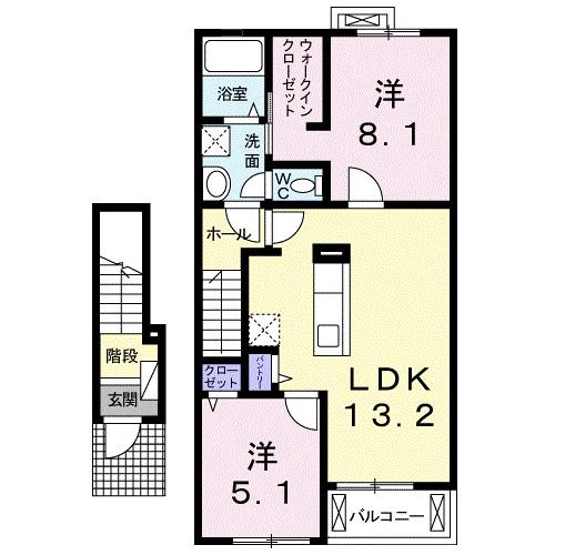 セイバリーブリーズ(2LDK/2階)の間取り写真