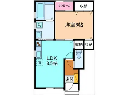 プランタン・コリーヌII(1LDK/1階)の間取り写真