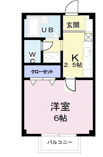 イグレック楯A(1K/2階)の間取り写真