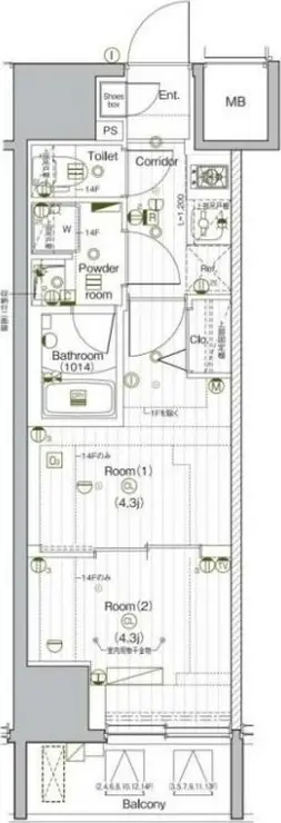 PREMIUM CUBE G 後楽園 5階階 間取り