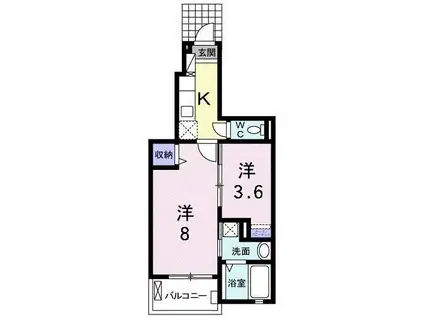 ロシェリジエル(2K/1階)の間取り写真