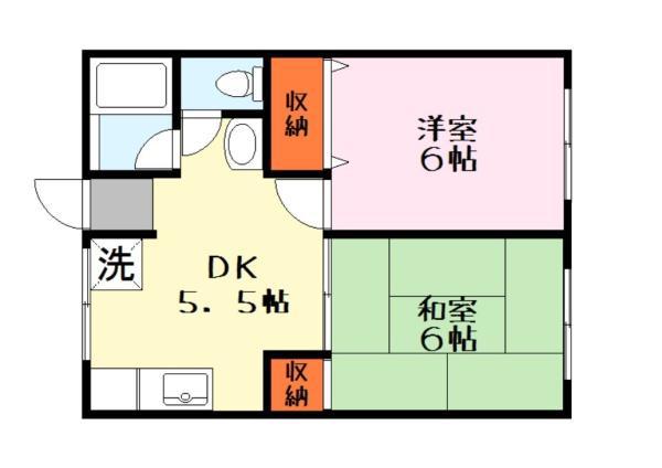 シャトル石山A棟(2DK/1階)の間取り写真