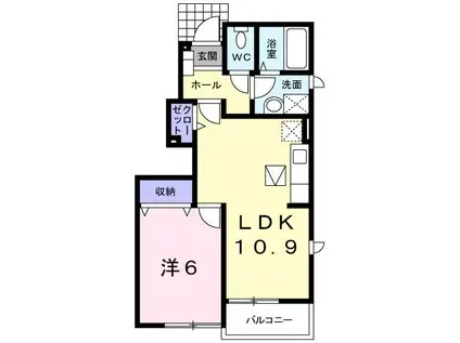 ショウ・ユウ・モア(1LDK/1階)の間取り写真