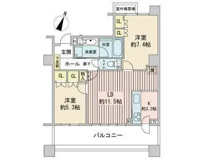 パークホームズ大通公園南(2LDK/9階)の間取り写真