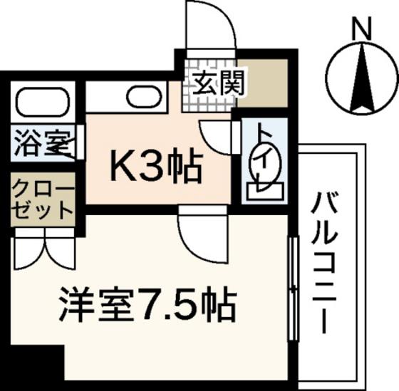 バオバブ白島(1K/4階)の間取り写真