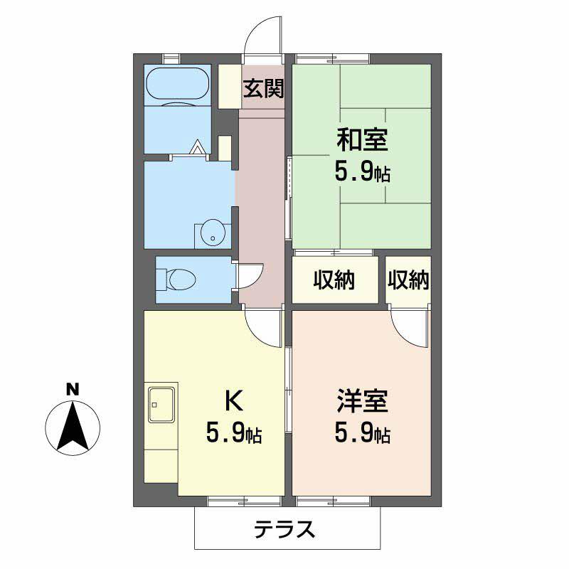 メゾンサン(2K/1階)の間取り写真