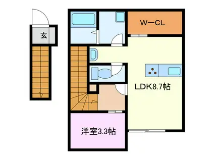 ジルメゾン(1LDK/2階)の間取り写真