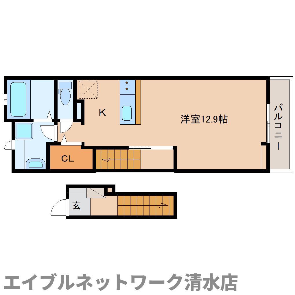 カレントT(ワンルーム/2階)の間取り写真