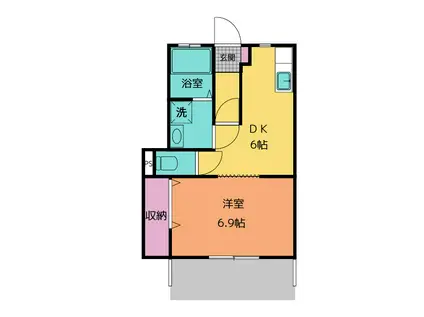 AIMU(1DK/1階)の間取り写真