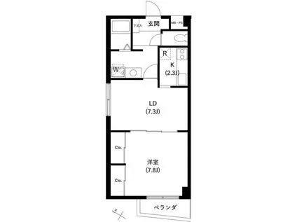 サンセゾンI(1LDK/1階)の間取り写真