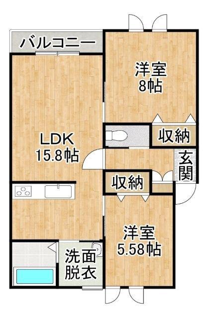 CANTARE(2LDK/1階)の間取り写真