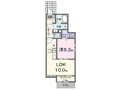 ガジュマル(1LDK/1階)の間取り写真