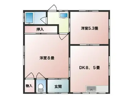 恵荘R1(2DK/1階)の間取り写真