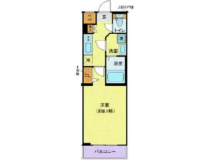 ディアレイシャス池尻大橋(1K/2階)の間取り写真