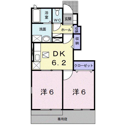 コートジュネス III(2DK/1階)の間取り写真