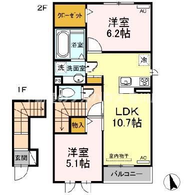 パストラル ヴィブレ(2LDK/2階)の間取り写真