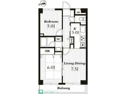 クリオ海老名弐番館(2LDK/7階)の間取り写真
