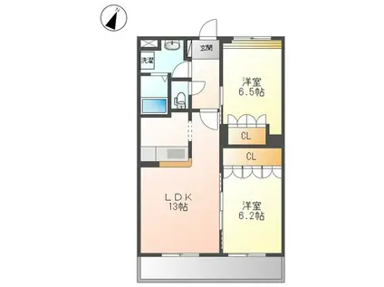 NY ウエスト HARLEY A(2LDK/1階)の間取り写真