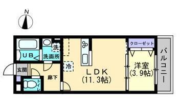 クレール東福山(1LDK/3階)の間取り写真
