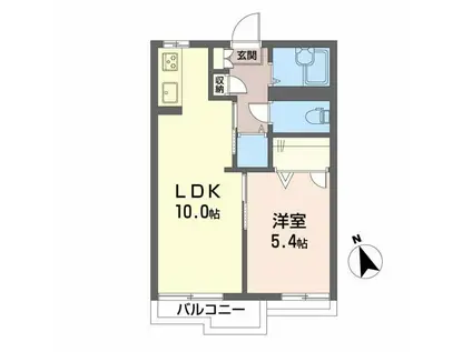 レーベンバウム II号館(1LDK/1階)の間取り写真