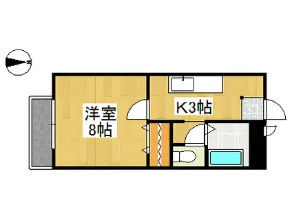 フォレスト堀南B棟(1K/1階)の間取り写真