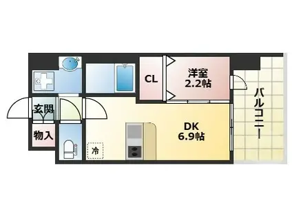 セレニテ十三ミラク(1DK/6階)の間取り写真