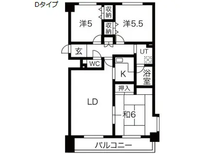 プレシオ緑ヶ丘(3LDK/5階)の間取り写真