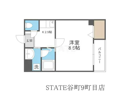 ソリティア桃谷(1K/1階)の間取り写真