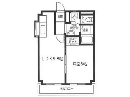 ファーレ秋元(1LDK/1階)の間取り写真