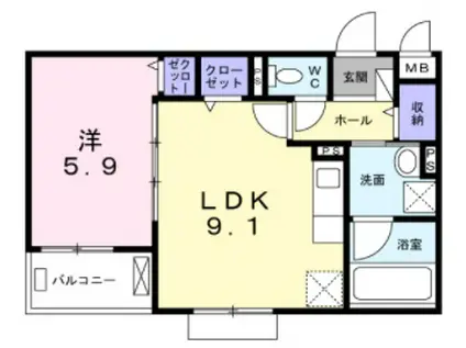 グッド ライフ(1LDK/1階)の間取り写真