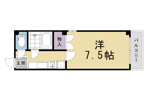 ピースフル京都(1K/4階)の間取り写真