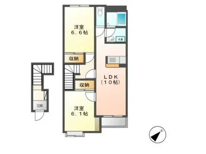エルシャトーIII(2LDK/2階)の間取り写真