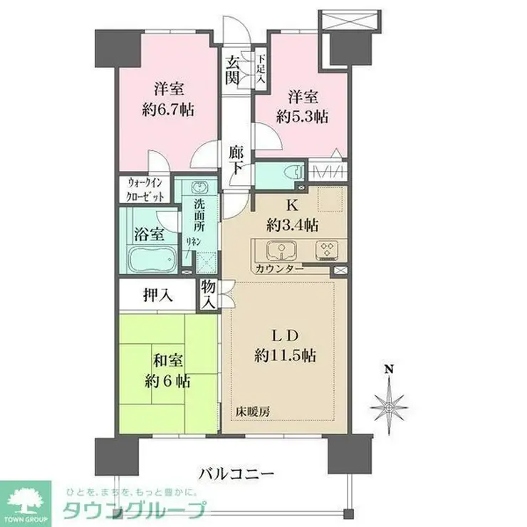 川口ティーブルー 3階階 間取り