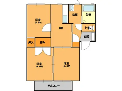 ファミーレ(3DK/2階)の間取り写真